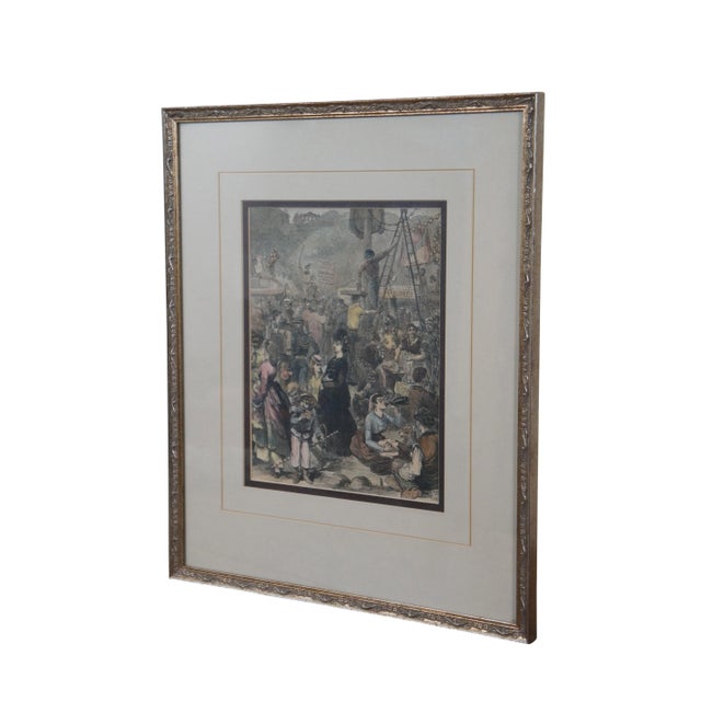 French Antique Fair of St Cloud Near Paris Hand Colored Engraving For Sale - Image 3 of 9
