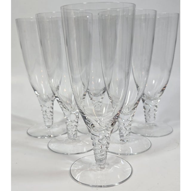Contemporary Orrefors Twisted Champagne Flutes- Set of Six For Sale - Image 3 of 12