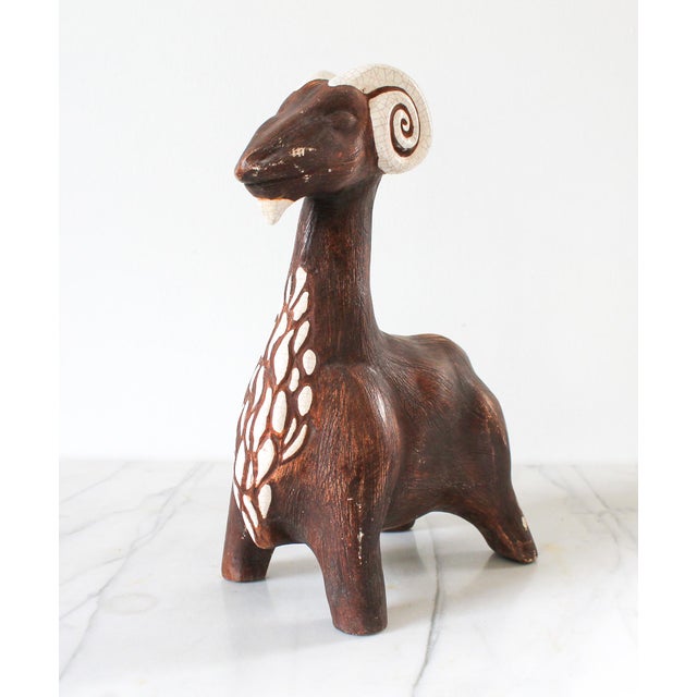 Mid-Century Ceramic Pottery Ram Figure For Sale - Image 4 of 12