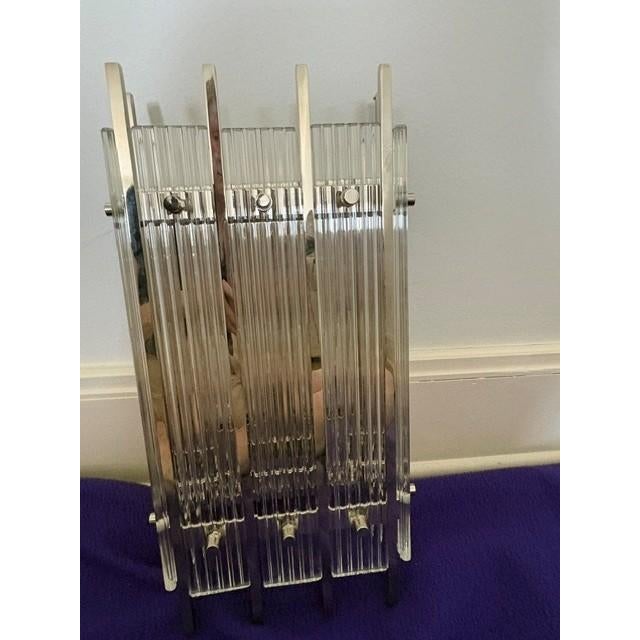 Contemporary Restoration Hardware San Marco Clear Glass Sconce in Hand Polished Nickel - a Pair For Sale - Image 3 of 5