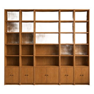 Vintage Floor-to-Ceiling Modular Bookcase Library Wall Unit – Honey Oak For Sale