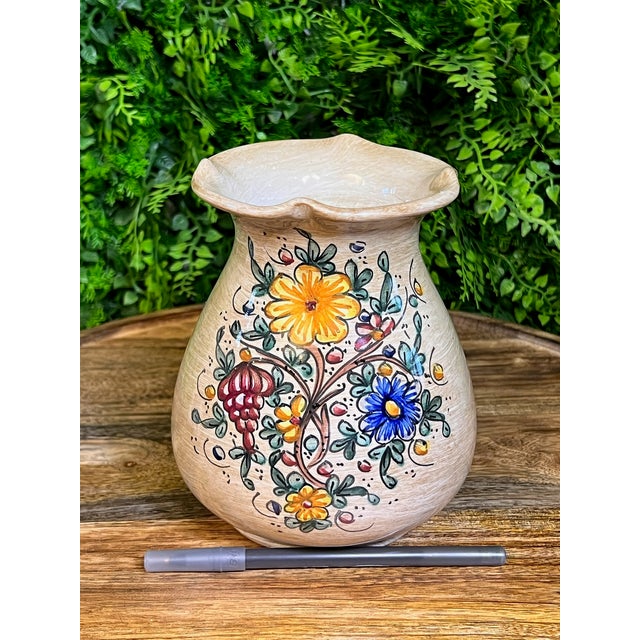 This is a charming ceramic, hand-painted vase/vessel by Italian artist Baffoni Gubbio. The vase has a colorful, floral...
