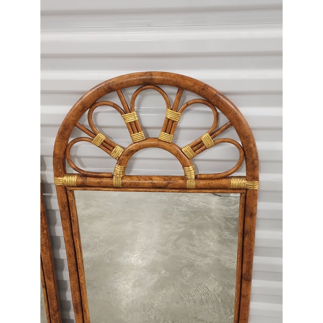 Vintage Bamboo & Rattan Mirrors-a Pair For Sale - Image 4 of 6