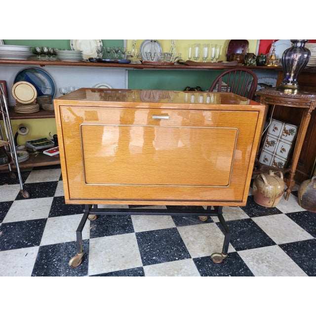 Low Storage Bar Cabinet on Casters, 1960s For Sale - Image 4 of 11