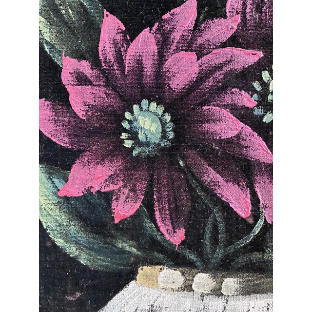 Pink Danish Artist, Still Life Composition, 1960s, Oil Painting on Velvet, Framed, Set of 2 For Sale - Image 8 of 13