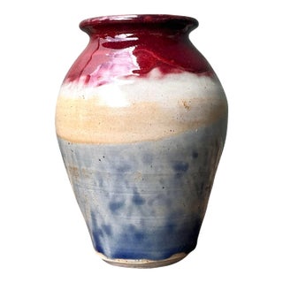 Vintage Original Studio Pottery Tri Stripe Bowl For Sale