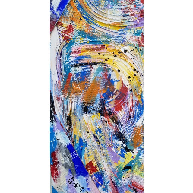 Blue 1980s Oversize Mixed Media Abstract Expressionist Paintings - a Pair For Sale - Image 8 of 12