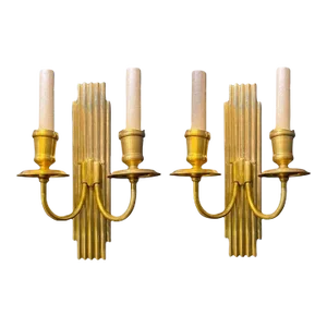 1930's French Gilt Bronze Small Sconces