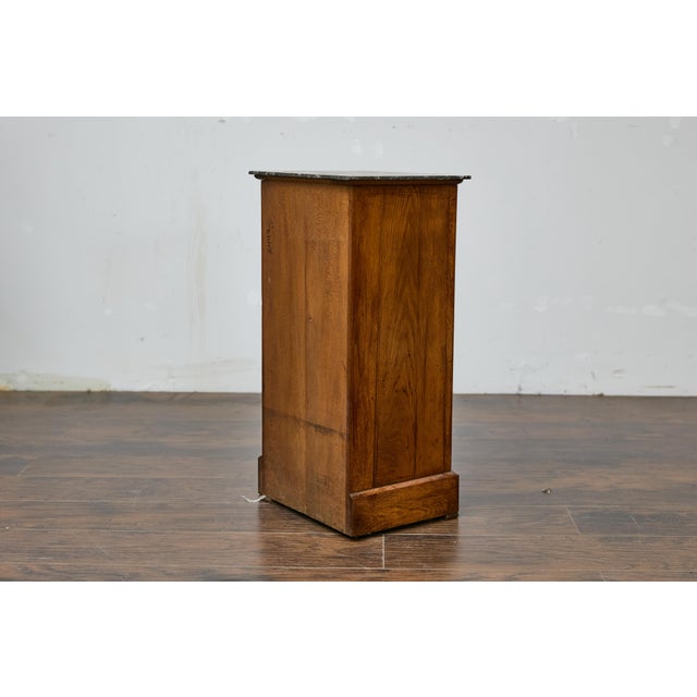 French French Circa 1900 Walnut Small Cabinet with Marble Top and Single Door Storage For Sale - Image 3 of 12