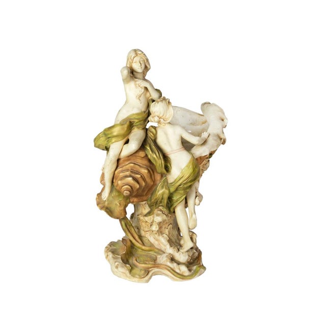 Art Nouveau Porcelain Centerpiece with Nymphs from Royal Dux Bohemia, 1900s For Sale - Image 4 of 14