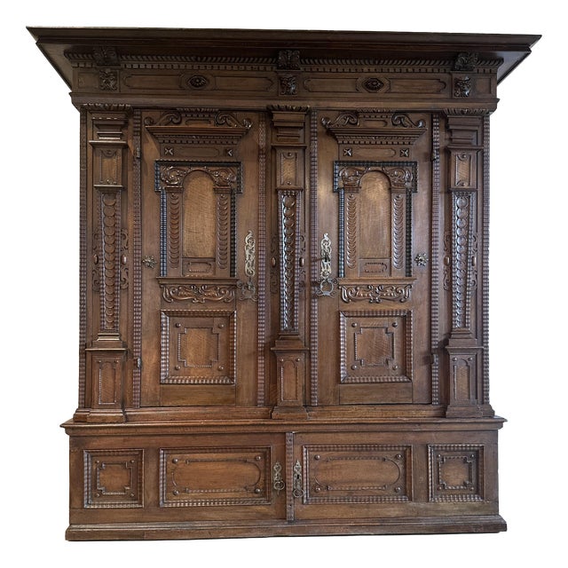 Late Renaissance Museum-Quality Facade Wardrobe, 1620s For Sale