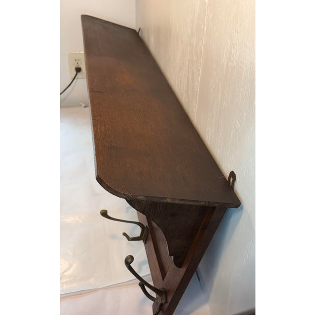 Antique Coat Rack With Mirror, Top Shelf and Six Hooks For Sale - Image 9 of 12
