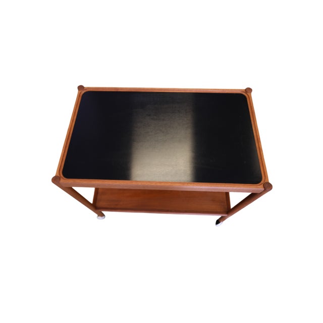 Wood Danish Serving Trolley in Teak and Black Melamine, 1960s For Sale - Image 7 of 9