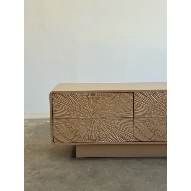 W85 D20 H25.5 Fully restored low profile credenza fully restored structurally and aesthetically. Unit features updated...