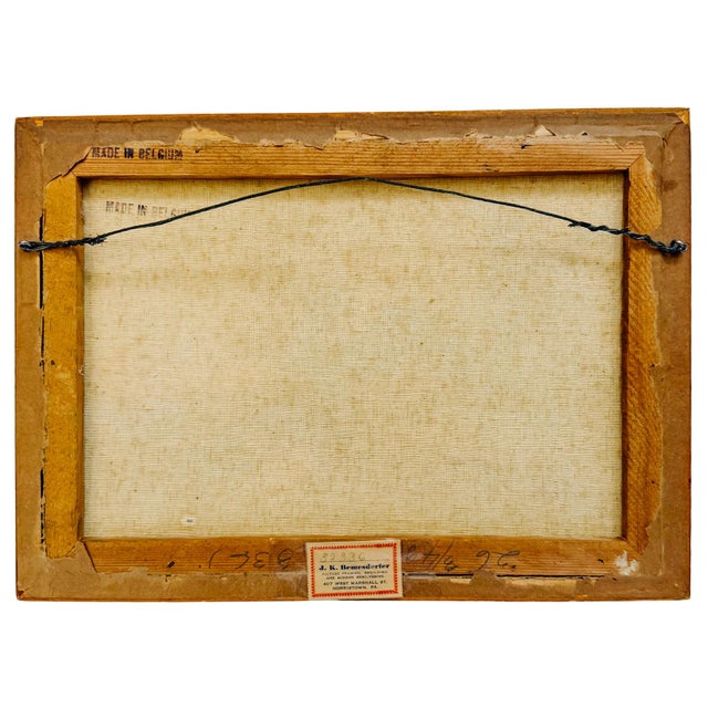 Wood Vintage Mid-Century Belgian Landscape Oil Painting – Windmill & Cottage Scene For Sale - Image 7 of 8