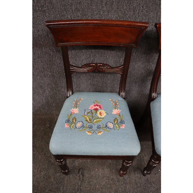 Traditional Federal Style Needlepoint & Mahogany Side Chairs - a Pair For Sale - Image 3 of 11