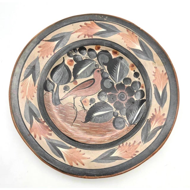 1960s Tonalá Mexico Burnished Glaze Ceramic Decorative Plate For Sale - Image 10 of 13