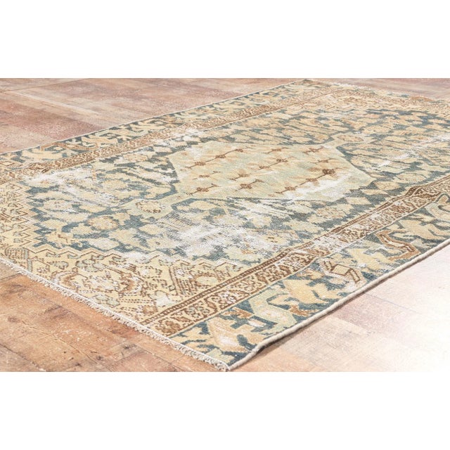 Textile Early 20th Century Antique-Worn Persian Malayer Rug - 03'09 X 05'06 For Sale - Image 7 of 9