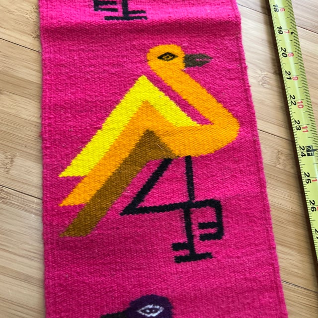 Mid-Century Modern 1990s Pink Birds Wool Wall Art For Sale - Image 3 of 5