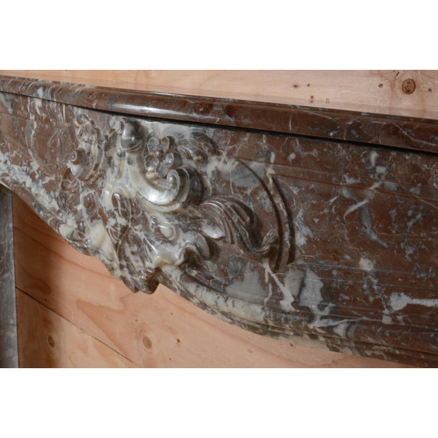 Brown 18th Century Antique Louis XV Rouge Rince Marble Mantel For Sale - Image 8 of 10