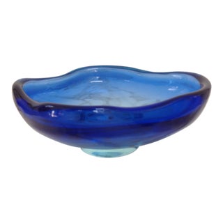 1950's Modern Cobalt Blue Italian Glass Bowl For Sale