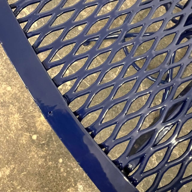 Freshly powder coated deep royal blue Woodard outdoor dining table with 4 chairs Chair dimensions - 19” W x 25.75” D x...