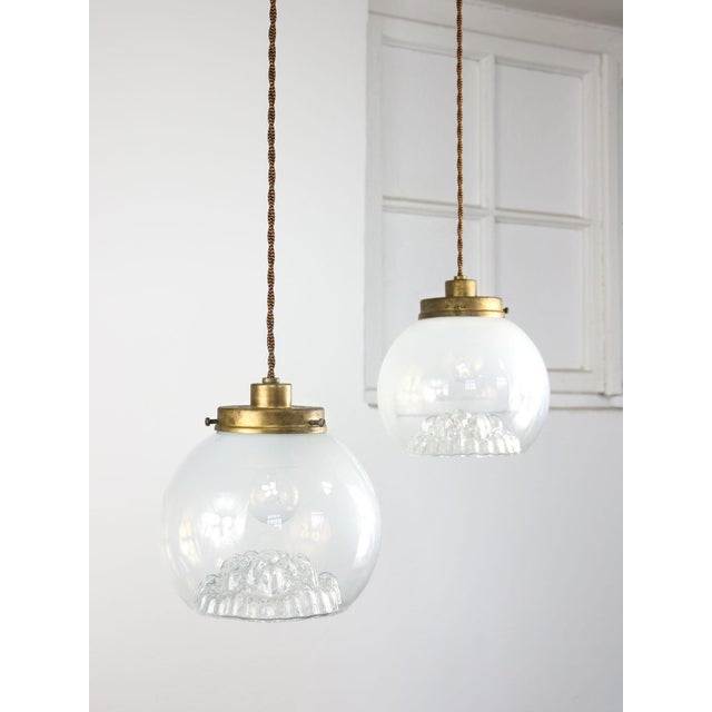 Mid-Century Murano Glass and Brass Pendant Lamp For Sale - Image 15 of 16