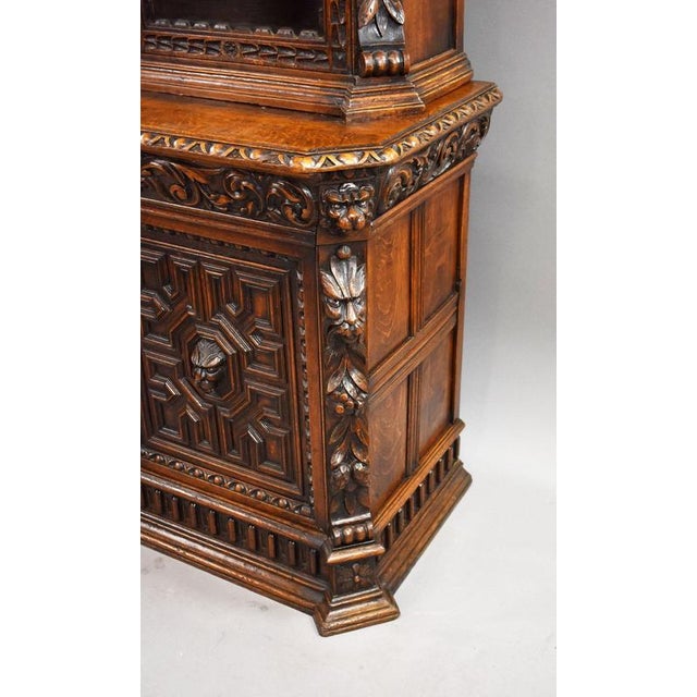 Victorian Carved Oak Bookcase, 1880 For Sale - Image 9 of 13
