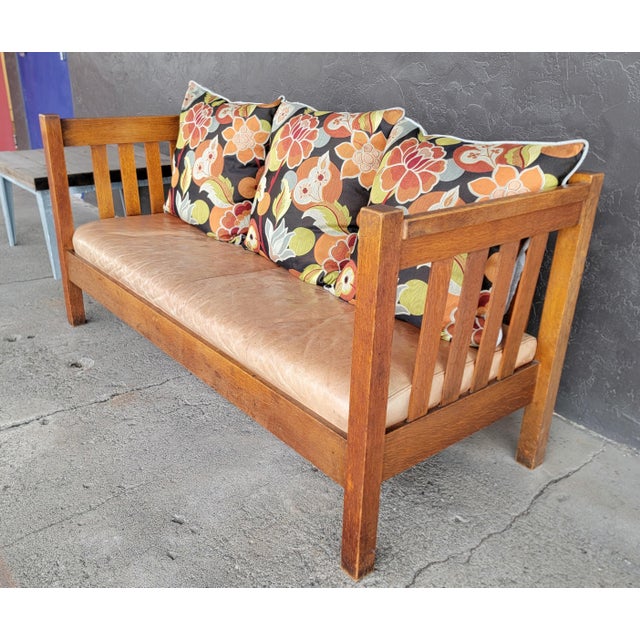 Stickley Mission Oak Settle / Sofa Signed Circa 1910 For Sale In San Francisco - Image 6 of 14