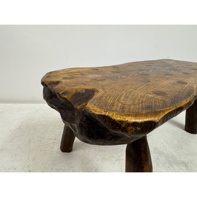 Wood Rustic Wabi Sabi Elm Coffee Table with Dot Details, 1960s For Sale - Image 7 of 17