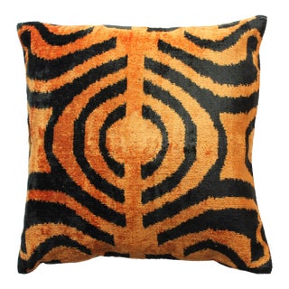 Contemporary Tiger Print Silk Velvet Handmade Pillow For Sale