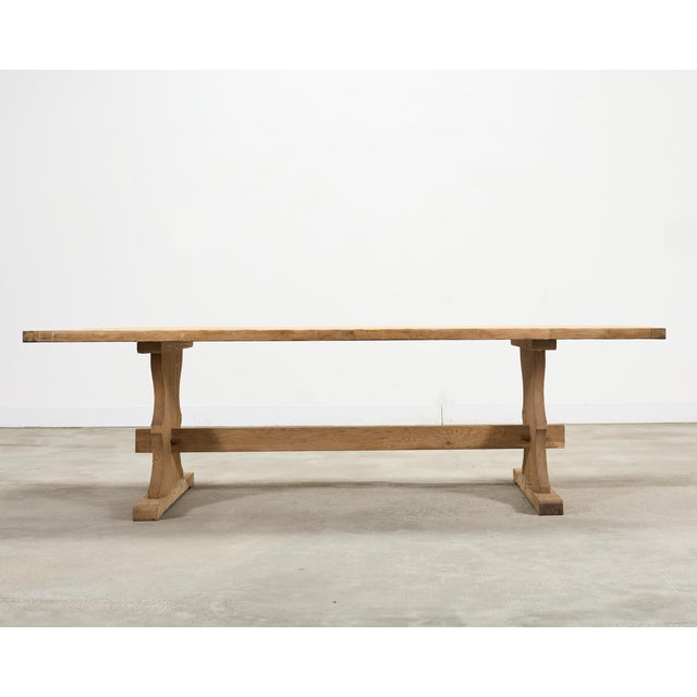 Country French Bleached Oak Farmhouse Trestle Dining Table 8 Ft For Sale - Image 18 of 18