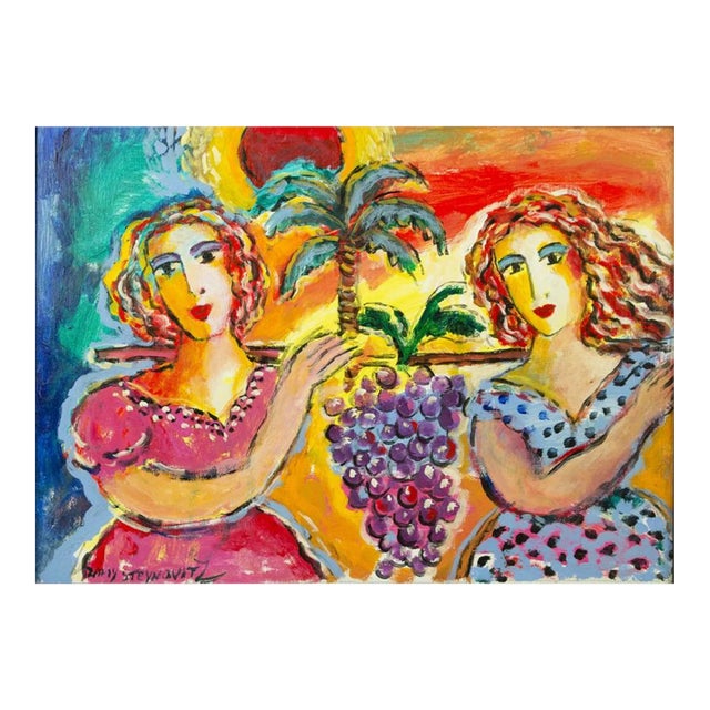 Zammy Steynovitz, Zamy Steynovitz Beauties Carrying A Bunch of Grapes Original Oil For Sale