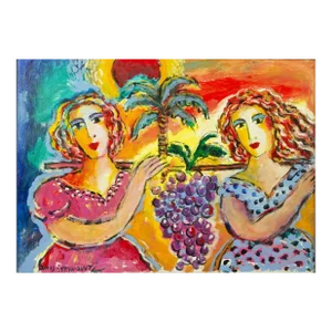 Zammy Steynovitz, Zamy Steynovitz Beauties Carrying A Bunch of Grapes Original Oil