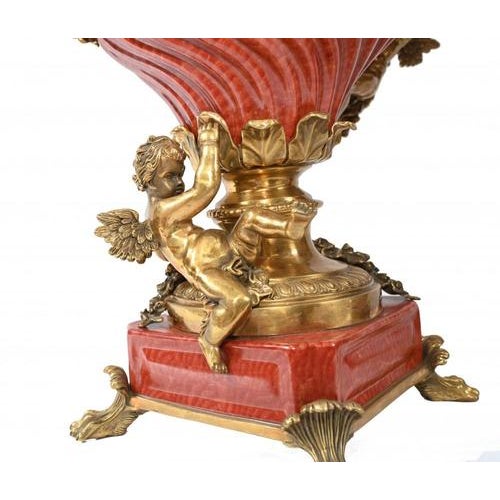 2000 - 2009 French Porcelain Ormolu Cherub Urns, Set of 2 For Sale - Image 5 of 13