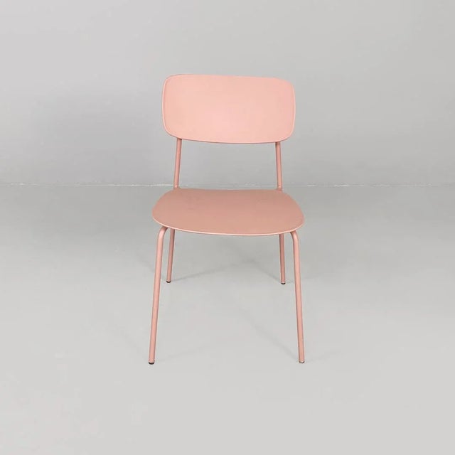 Italian Modern Light Pink Metal and Plastic Chairs from Tomasucci, 2000s, Set of 4 For Sale - Image 3 of 18