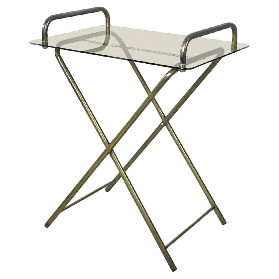 Mid-Century Modern Italian Brass Structure and Crystal Top Service ...