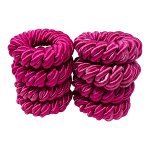 Vintage 90s Hot Pink Fabric Napkin - Rings (Set of 8)