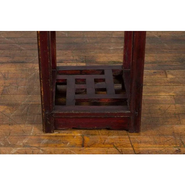 1900s Chinese Late Qing Dynasty Tiered Table with Drawer & Fretwork Shelf For Sale In New York - Image 6 of 13