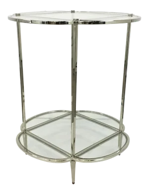 Caracole Modern Glass and Brass Finished Side Car End Table
