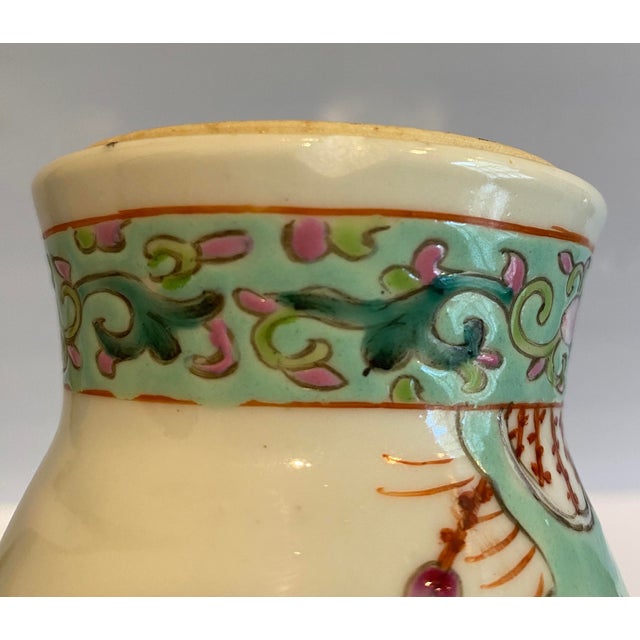 Antique Chinese Famille Verte Porcelain Vase For Sale - Image 9 of 10