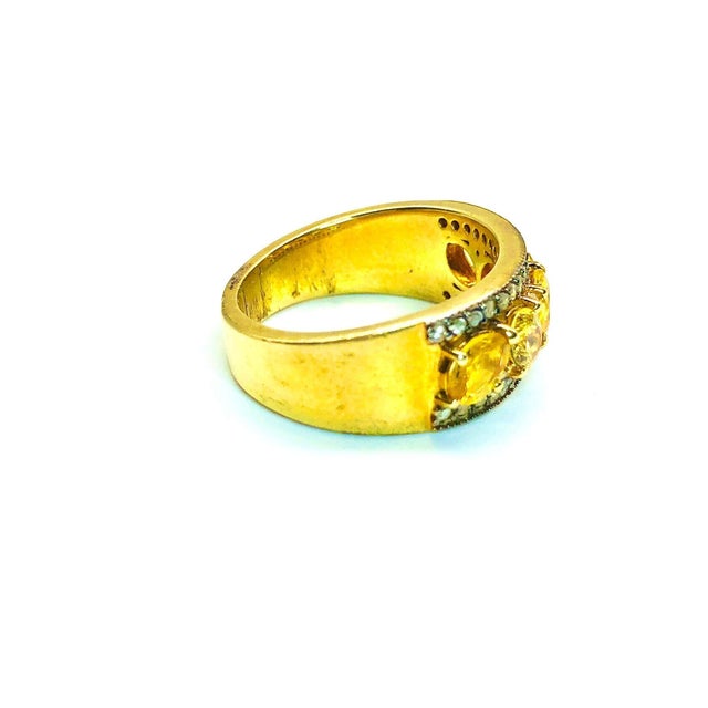 Bochic “Orient” Vintage Yellow Sapphire & Diamond Ring Set In 18K Gold & Silver For Sale - Image 10 of 17