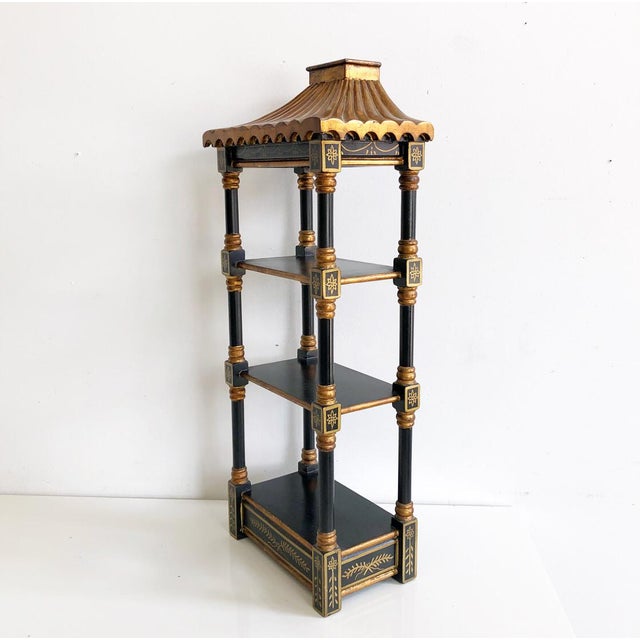 Vintage Black and Gold Wooden Carved Pagoda Wall Shelf Chairish