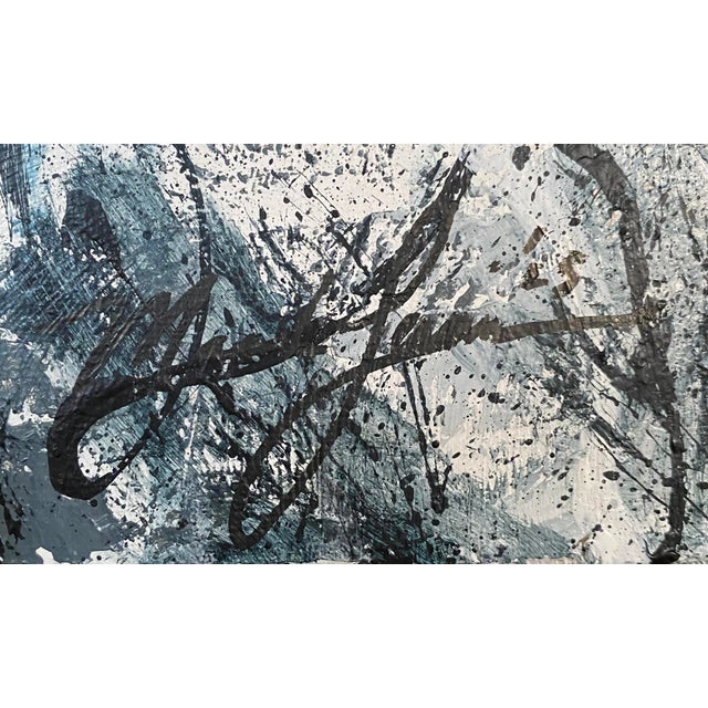 Contemporary 2025 "018-25" Abstract Expressionist Monochrome Black & White Painting by Mark Lewis For Sale - Image 3 of 4