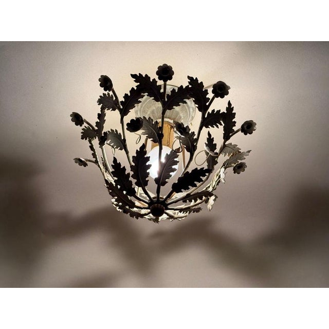 Floral Ceiling Light with White Flowers and Leaves, 1950s For Sale - Image 11 of 13