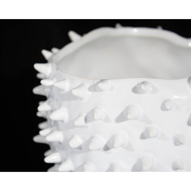 Contemporary White Ceramic Spike Vase For Sale - Image 3 of 6