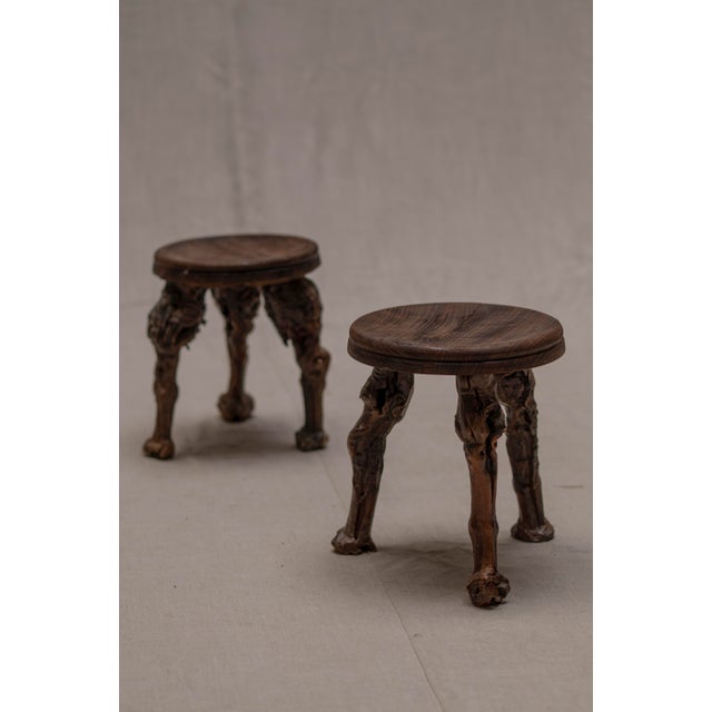 Brown Vintage French Sculptural Stools, 1960s, Set of 4 For Sale - Image 8 of 11