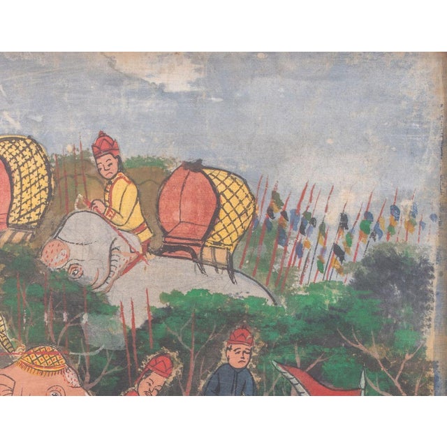 Southeast Asian Battle Scene Painting, Ca. 1900 For Sale - Image 4 of 8