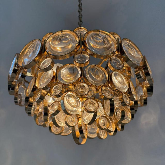 Gaetano Sciolari Postmodern 24-Karat Gold-Plated 6-Light Chandelier by Gaetano Sciolari for Palwa, 1970s For Sale - Image 4 of 18