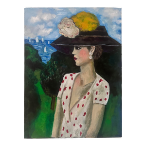 1990s Portrait of Woman in Dotted Dress